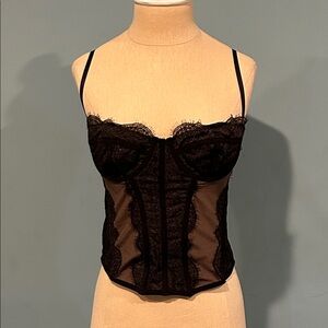 Urban Outfitters Out From Under Modern Love Corset size Large Black Mesh Lace